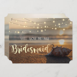 Beach Wedding Sunset Seashell Bridesmaid Card Einladung