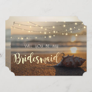 Beach Wedding Sunset Seashell Bridesmaid Card Einladung