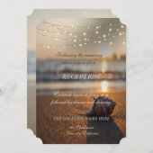 Beach Wedding Sunset Seashell Empfang Einladung (Vorne/Hinten)