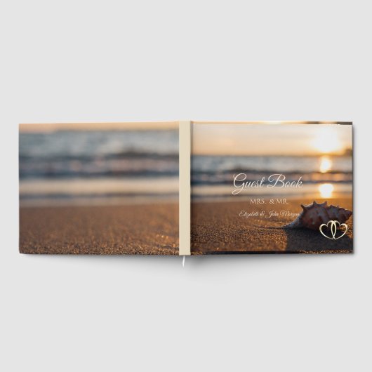 Beach Wedding Sunset Seashell Gästebuch (Voll)