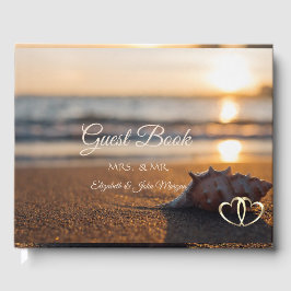 Beach Wedding Sunset Seashell Gästebuch