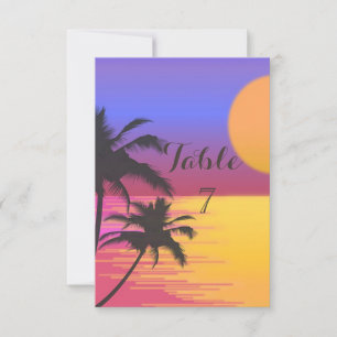 Beach Wedding Sunset Table Card Einladung