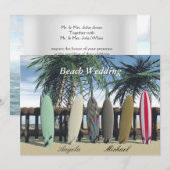 Beach Wedding Surfboards Einladung (Vorne/Hinten)