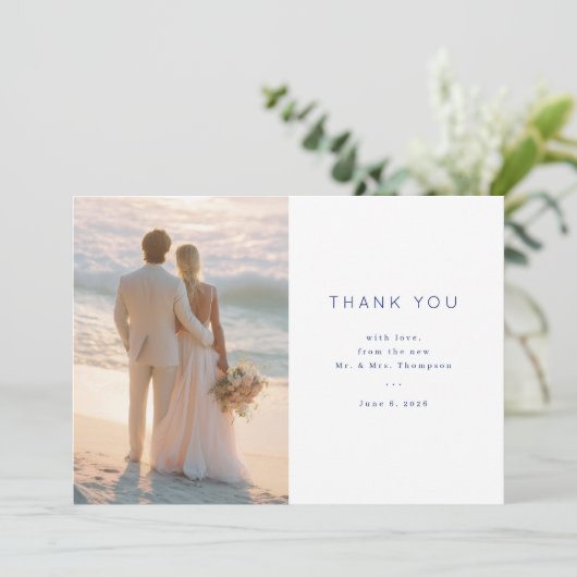Beach Wedding Thank You Card Dankeskarte (Stehend Vorderseite)