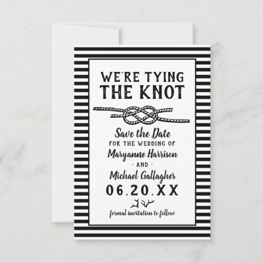 Beach Wedding The Knot Modern Stripes Foto Save The Date (Vorderseite)