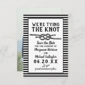 Beach Wedding The Knot Modern Stripes Foto Save The Date (Vorne/Hinten)