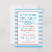 Beach Wedding The Knot Nautical Stripe Foto Save The Date (Vorderseite)