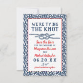Beach Wedding The Knot Navy Blue Coral Foto Save The Date (Vorderseite)