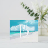 Beach Wedding Tischnummer Card (Stehend Vorderseite)