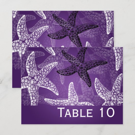 Beach Wedding Tischnummer Starfish Lila (Vorne/Hinten)
