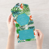 Beach Wedding Tropical Leaf UAWG All In One Einladung (Abreißen)
