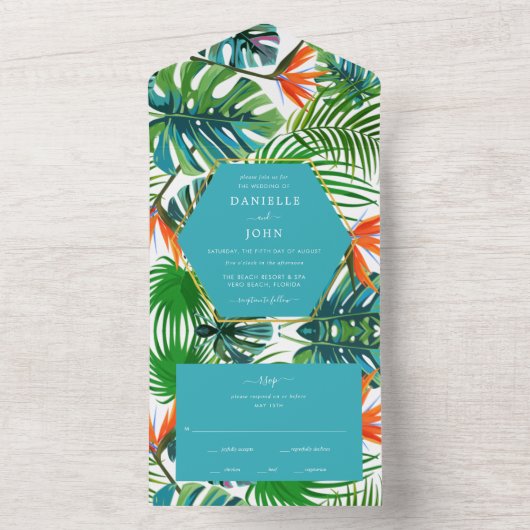 Beach Wedding Tropical Leaf UAWG All In One Einladung (Innen Boden)