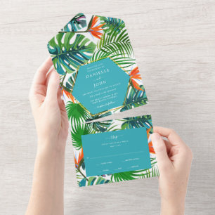 Beach Wedding Tropical Leaf UAWG  All In One Einladung