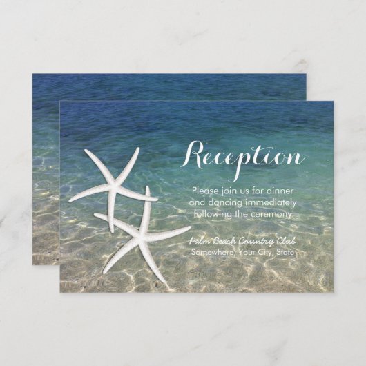 Beach Wedding Tropical Starfish Empfang Einladung (Vorne/Hinten)