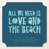Beach Wedding Typography Wedding Save the Date Untersetzer (Vorderseite)
