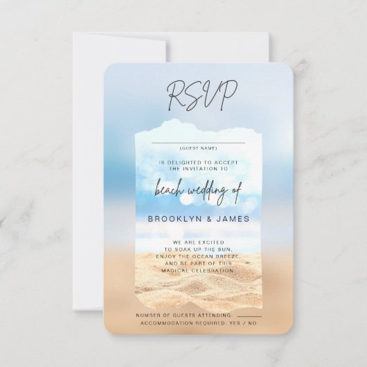 Beach Wedding UAWG Kindly Antwort Einladung (Vorderseite)