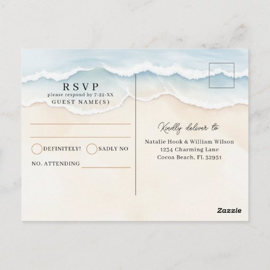 Beach Wedding UAWG Postcard mit Sand Heart Design Postkarte (Rückseite)