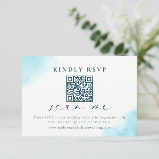 Beach Wedding UAWG QR Code Card Dankeskarte (Stehend Vorderseite)