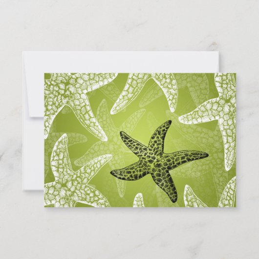 Beach Wedding UAWG Starfish Lime Green RSVP Karte (Rückseite)