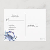 Beach Wedding UAWG Watercolor Blue Crab Postkarte (Rückseite)