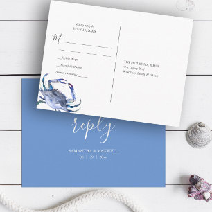 Beach Wedding UAWG Watercolor Blue Crab Postkarte