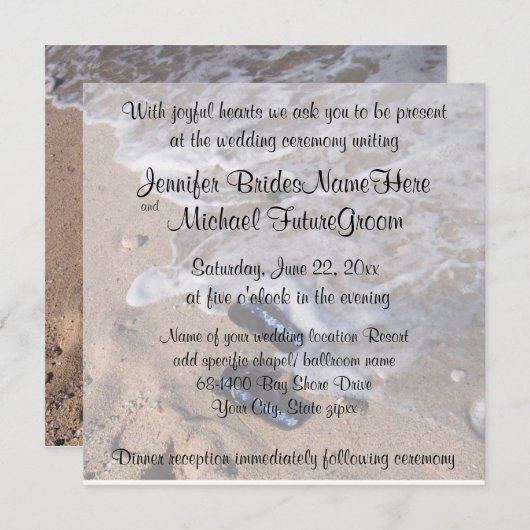 Beach Wedding Umdreh Flop Sandals Einladung (Vorne/Hinten)