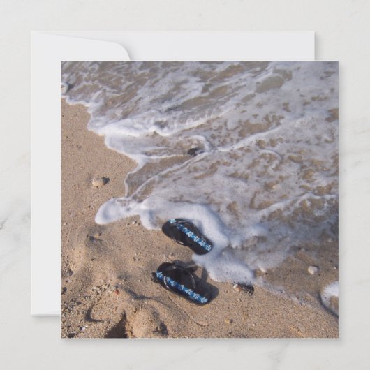 Beach Wedding Umdreh Flop Sandals Einladung (Rückseite)