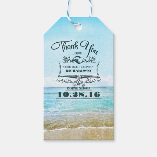 Beach Wedding Vielen Dank Geschenkanhänger (Vorderseite)