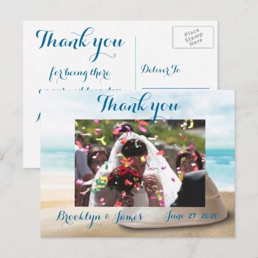 Beach Wedding Vielen Dank Postkarten (Vorne/Hinten)