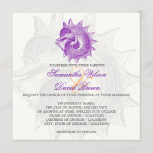 Beach Wedding Vintag Mollusk Muschel Lila Einladung
