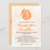 Beach Wedding Vintag Mollusk Muschel Orange Einladung (Vorne/Hinten)