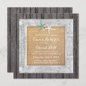 Beach Wedding Vintagen Holz Gerahmte Starfish Einladung (Vorne/Hinten)