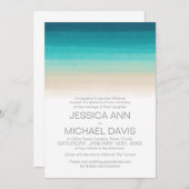 Beach Wedding Watercolor Ombre Moderne Einladung (Vorne/Hinten)