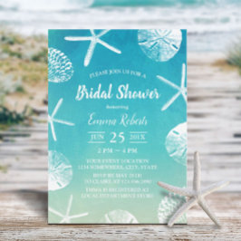 Beach Wedding Watercolor Seashells Brautparty Einladung