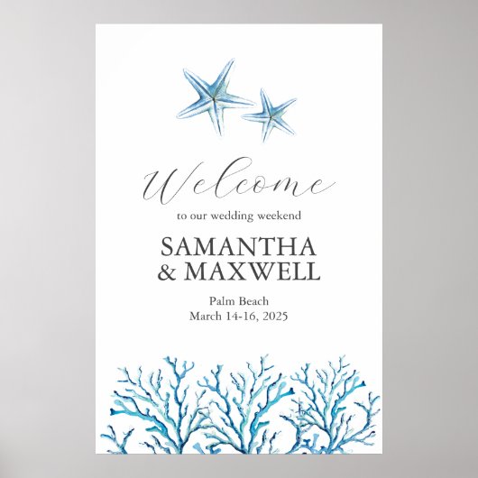 Beach Wedding Weekend Begrüßung Starfish Poster (Vorne)