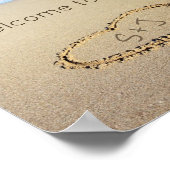 Beach Wedding Welcome Sign Sand Herzinitialen Poster (Ecke)