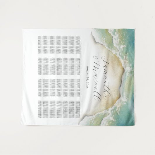 Beach Wedding Welcome Sign Seating Chart Wandteppich (Vorderseite (Horizontal))