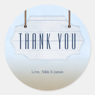 Beach Wedding White Wood Schildkröten Gunst Sticke Runder Aufkleber