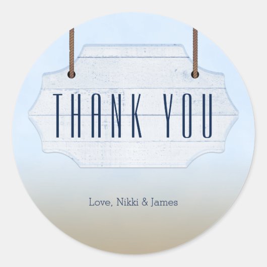 Beach Wedding White Wood Schildkröten Gunst Sticke Runder Aufkleber (Vorderseite)