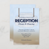 Beach Wedding White Wood Sign Empfang Card Einladung (Vorne/Hinten)