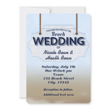 Beach Wedding White Wood Signature Tropical Einlad