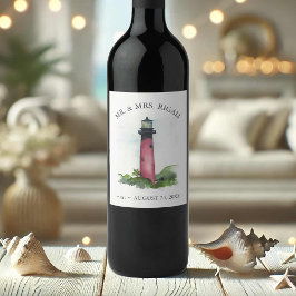 Beach Wedding Wine Bottle Labels Lighthouse Weinetikett