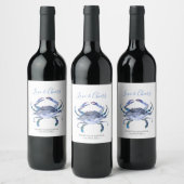 Beach Wedding Wine Labels Blue Crab Weinetikett (Flaschen)