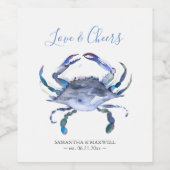 Beach Wedding Wine Labels Blue Crab Weinetikett (Einzelnes Label)
