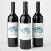 Beach Wedding Wine Labels Blue Octopus Weinetikett (Flaschen)