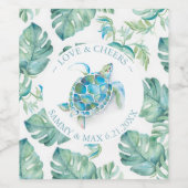 Beach Wedding Wine Labels Tropical Weinetikett (Einzelnes Label)