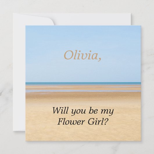 Beach Wedding wirst du meine Blume Girl Card sein Einladung (Vorderseite)