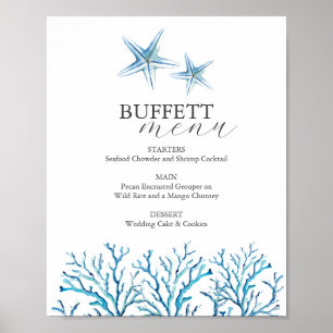 Beach Wedett Buffet Sign Wasserfarbe Starfish Poster