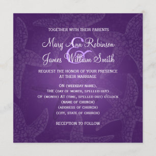 Beach Wedfish Lila Einladung