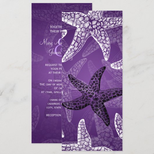 Beach Wedfish Lila Einladung (Vorne/Hinten)